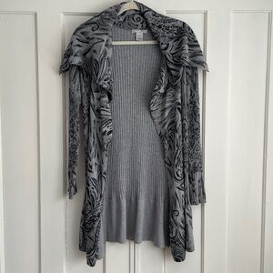 Alberto Makali Cardigan Open Sweater M Cashmere Cotton Ribbed Knit Shawl Collar